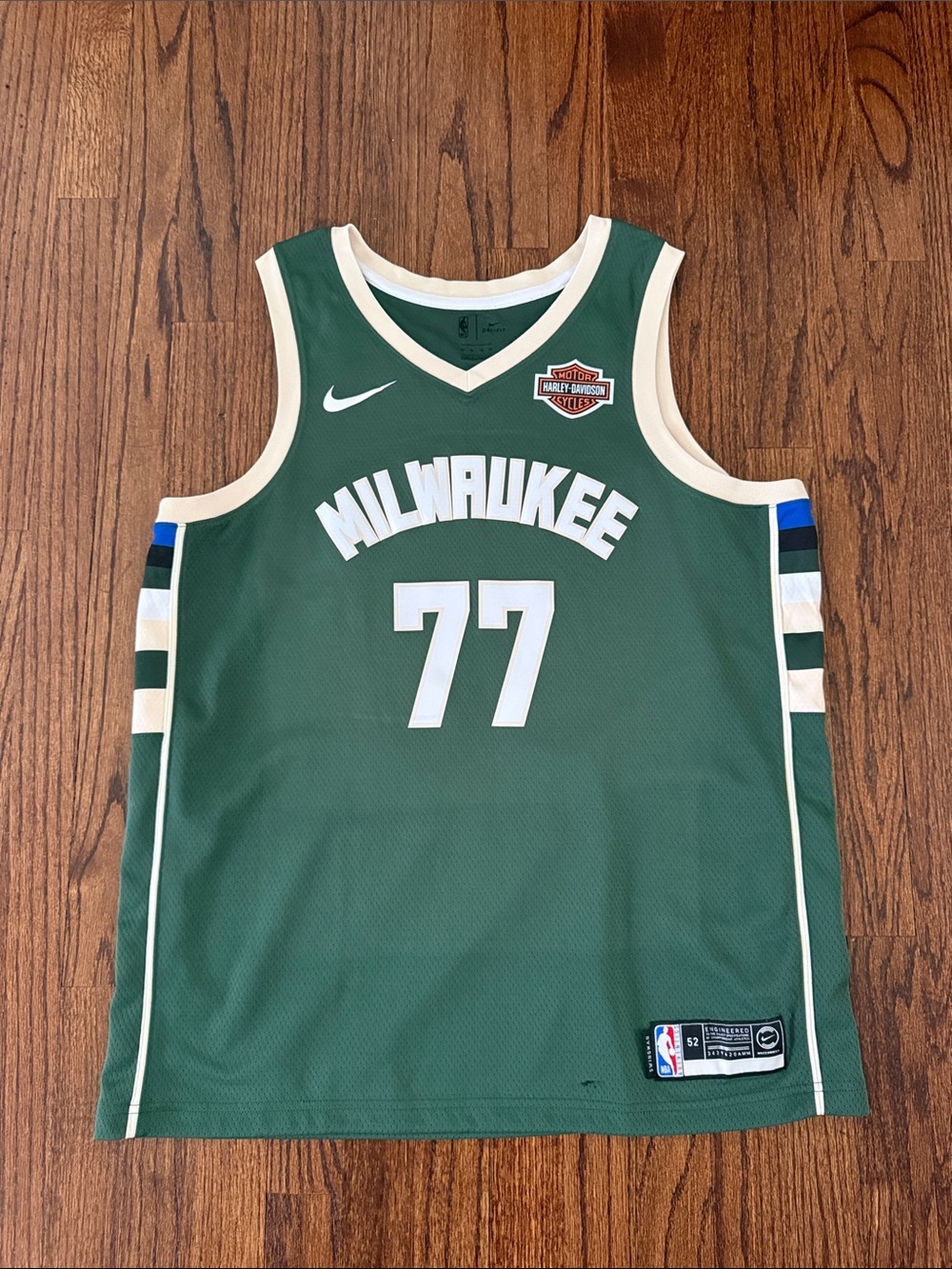 Nike Milwaukee Green and Cream #77 Basketball Jersey
